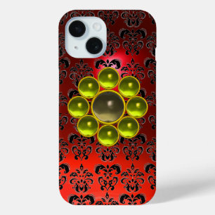 GEEL GEMSTONE MON Red Black Damask iPhone 15 Case