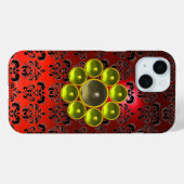 GEEL GEMSTONE MON Red Black Damask Case-Mate iPhone Case (Achterkant (horizontaal))