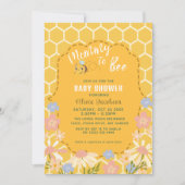 Geel genderneutraal mama naar bij baby shower kaart (Voorkant)