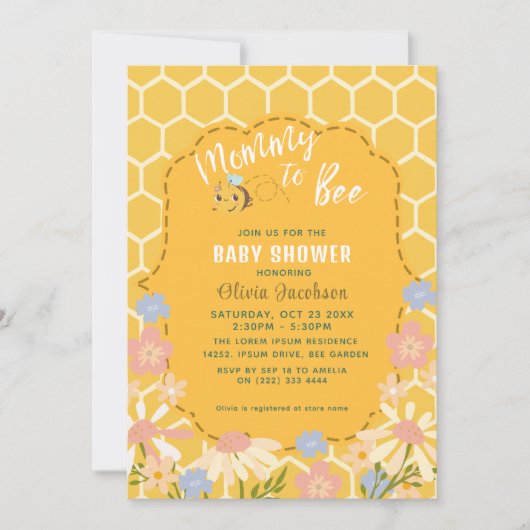 Geel genderneutraal mama naar bij baby shower kaart (Voorkant)