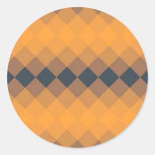 Geel, geometrisch, levendig, abstract trendpatroon ronde sticker