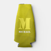 Geel geometrisch maaspatroon Monogram Flesjeskoeler (Voorkant)