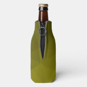 Geel geometrisch maaspatroon Monogram Flesjeskoeler (Fles Achterkant)