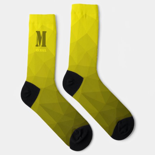 Geel geometrisch meshpatroon Monogram Sokken (Rechts)