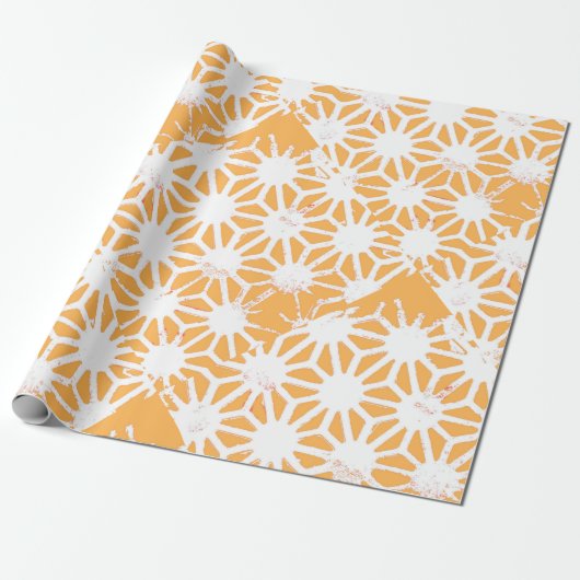 Geel geometrisch patroon cadeaupapier (Uitgerold)