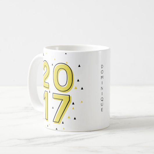 Geel Geometrisch Patroon Custom Class van 2017 Mok (Voorkant links)