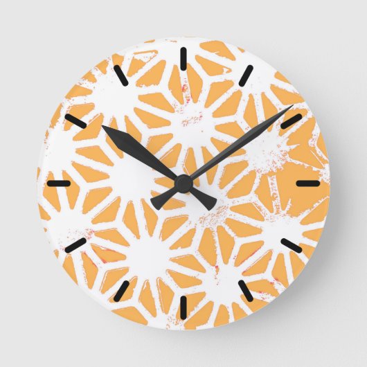 Geel geometrisch patroon ronde klok (Voorkant)