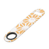 Geel geometrisch patroon speed flessenopener (Achterkant Gekanteld)