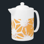 Geel geometrisch patroon theepot<br><div class="desc">Geel en wit geometrisch patroon</div>