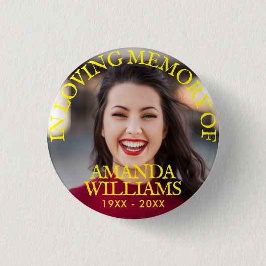 Geel gepersonaliseerd fotomonument ronde button 3,2 cm (Voorkant)