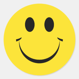 Geel, gepersonaliseerd Happy Face Cute Classic Rou Ronde Sticker