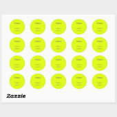 geel - gepersonaliseerd met fluorescentie  ronde sticker (Vel)