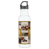 Geel Gepersonaliseerd Monogram & Fotocollage Waterfles (Voorkant)
