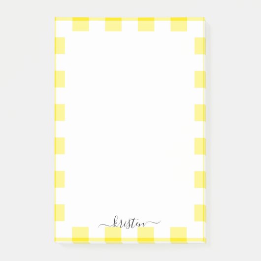 Geel gepersonaliseerde scriptnaam post-it® notes (Voorkant)