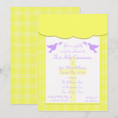 Geel geplakt eerste Heilige Communie uitnodiging (Voorkant / Achterkant)