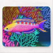 Geel gepotte Anthias Reef Fish Mousepad Muismat (Voorkant)