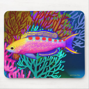 Geel gepotte Anthias Reef Fish Mousepad Muismat