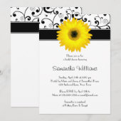 Geel Gerbera Daisy Black Scroll Vrijgezellenfeest Kaart (Voorkant / Achterkant)