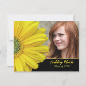 Geel Gerbera Daisy Flower Photo Afstuderen Kaart (Voorkant)
