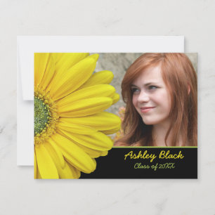 Geel Gerbera Daisy Flower Photo Afstuderen Kaart