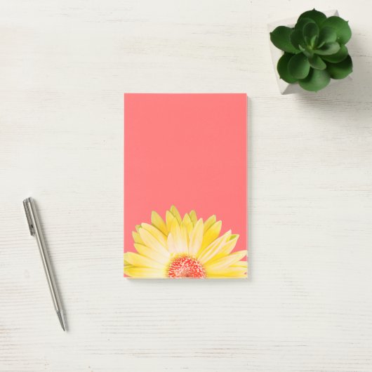 Geel Gerbera Daisy op Roze Post-it® Notes (Kantoor)
