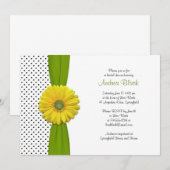 Geel Gerbera Daisy Polka Dot Vrijgezellenfeest Kaart (Voorkant / Achterkant)