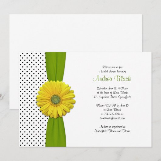 Geel Gerbera Daisy Polka Dot Vrijgezellenfeest Kaart (Voorkant / Achterkant)