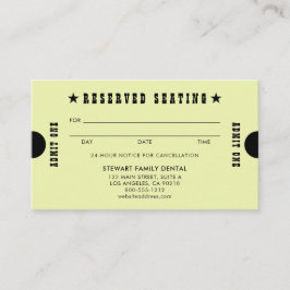 Geel gereserveerde zitplaatsen tandheelkundige afs afsprakenkaartje