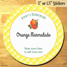 Geel geruit bewerkbaar oranje recept ronde sticker