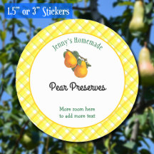 Geel geruit bewerkbare perenrecept stickers