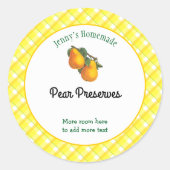 Geel geruit bewerkbare perenrecept stickers (Voorkant)