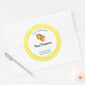 Geel geruit bewerkbare perenrecept stickers (Envelop)