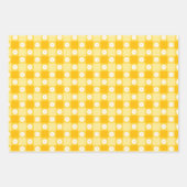 Geel geruit bloemmotief inpakpapier vel (Voorkant 2)