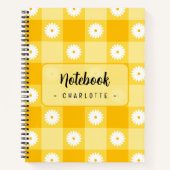 Geel geruit bloemmotief notitieboek (Voorkant)