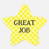 Geel geruit geweldig werk ster sticker (Voorkant)