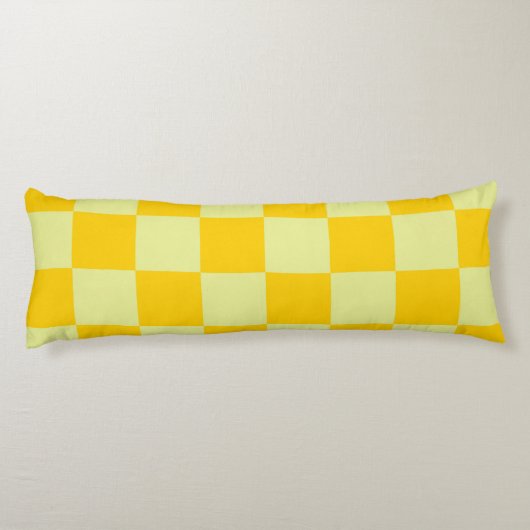 Geel geruit gingham patroon lichaamskussen (Achterkant)