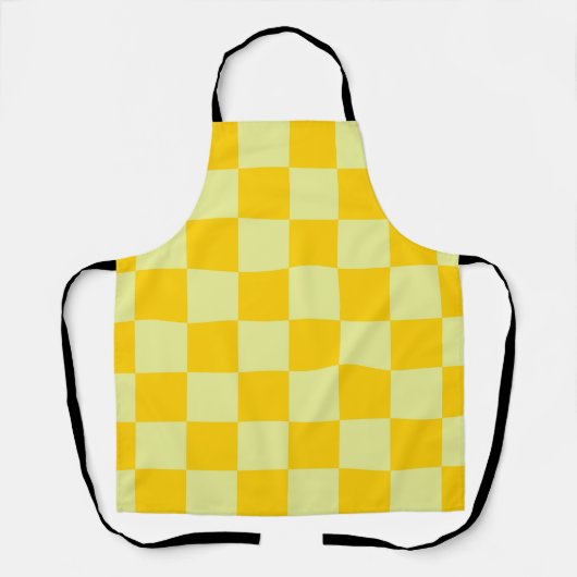 Geel geruit gingham patroon schort (Voorkant)