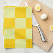 Geel geruit gingham patroon theedoek (Quarter Fold)