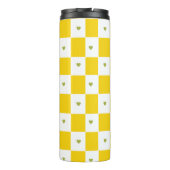 Geel Geruit met Groene Hart Thermische Tumbler Thermosbeker (Achterkant)