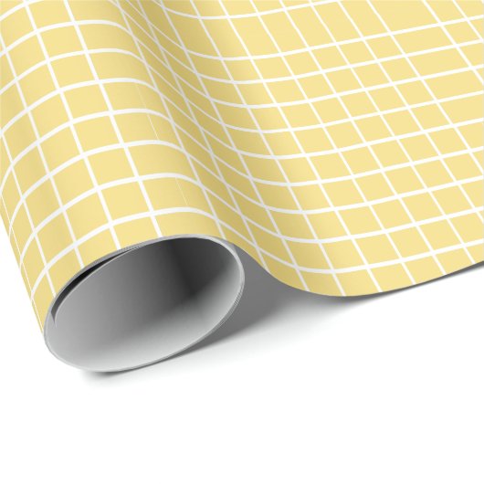Geel Geruit Modern Minimalistisch Cadeaupapier (Rol Hoek)