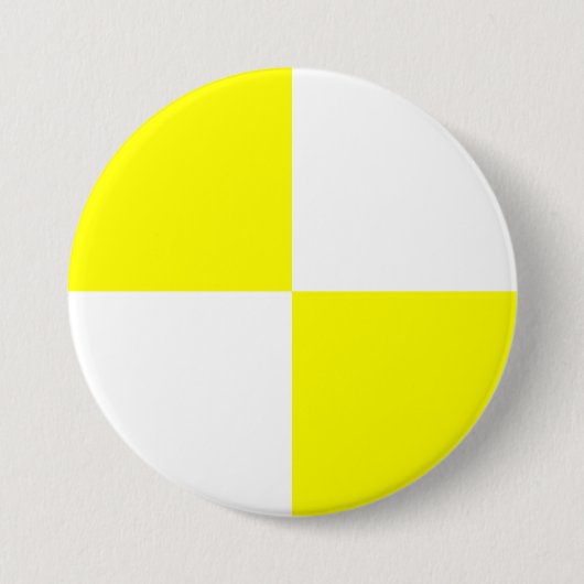 Geel geruit patroon ronde button 7,6 cm (Voorkant)