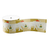 Geel geruit Witte Olifant Kerstfeest Grosgrain Lint (Spoel)