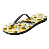 Geel geschilderd Zonnebloemen Bijen Patroon Monogr Teenslippers (Schuin)
