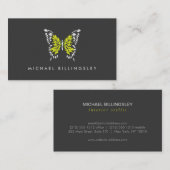 Geel geschilderde vlinder Logo op donkergrijs Visitekaartje (Voorkant / Achterkant)