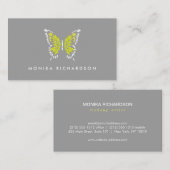 Geel geschilderde vlinder Logo op grijs Visitekaartje (Voorkant / Achterkant)
