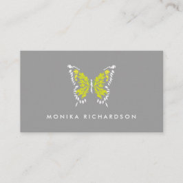 Geel geschilderde vlinder Logo op grijs Visitekaartje