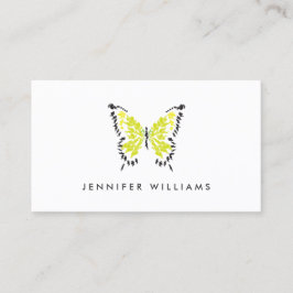 Geel geschilderde vlinder Logo op wit Visitekaartje
