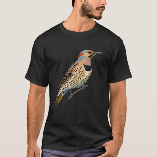 Geel geschoren noordelijke Flicker specht vogel T-shirt (Voorkant)