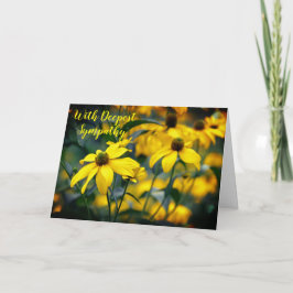 Geel gesneden blad conebloem met diepste sympathie kaart