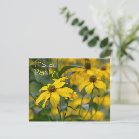 Geel gesneden blad Coneflower Verrassing Verjaarda Kaart (Staand voorkant)